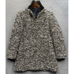 J.CREW Italian Wool Lodge Coat Size 2 Women's Outerwear Boucle Black White